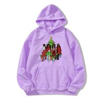 Fashion Christmas Tree Polyester Hooded Long Sleeve Regular Sleeve Printing Pocket Hoodie sku image 11