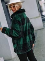 Women's Fashion Plaid Zipper Coat Woolen Coat main image 3
