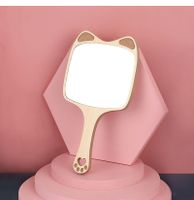 Fashion Makeup Female Handle Hand-hold Portable Wooden Mirror main image 4