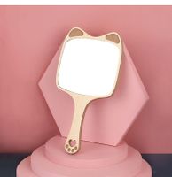 Fashion Makeup Female Handle Hand-hold Portable Wooden Mirror sku image 3