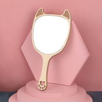 Fashion Makeup Female Handle Hand-hold Portable Wooden Mirror sku image 4