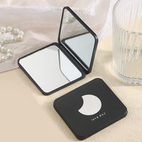 Black Small Folding Mini Portable Frosted Double-sided Cosmetic Mirror main image 5