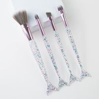Fashion Artificial Fiber Plastic Handgrip Makeup Brushes 4 Pieces sku image 4