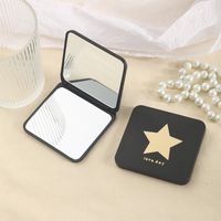Black Small Folding Mini Portable Frosted Double-sided Cosmetic Mirror main image 3