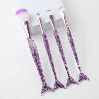Fashion Artificial Fiber Plastic Handgrip Makeup Brushes 4 Pieces sku image 2