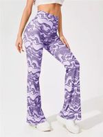 Casual Geometric Cotton Blend Polyester Full Length Flared Pants main image 3