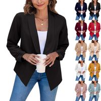 Fashion Solid Color Patchwork Polyester Placket Blazer main image 6