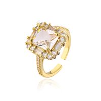Fashion Square Copper Gold Plated Zircon Open Ring 1 Piece sku image 1