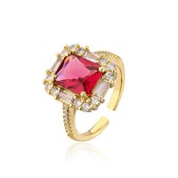 Fashion Square Copper Gold Plated Zircon Open Ring 1 Piece sku image 2