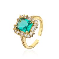 Fashion Square Copper Gold Plated Zircon Open Ring 1 Piece sku image 3