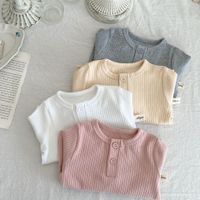 Mignon Couleur Unie Bouton Coton Hoodies Et Pulls main image 5