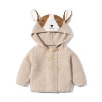 Fashion Solid Color Button 100% Cotton Girls Outerwear main image 4