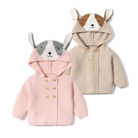 Fashion Solid Color Button 100% Cotton Girls Outerwear main image 1
