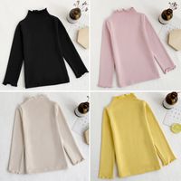 Simple Style Solid Color Lettuce Trim Cotton Hoodies & Sweaters main image 3