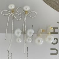 Classical Geometric Bow Knot Imitation Pearl Alloy Women's Drop Earrings 1 Pair main image 1