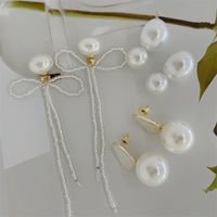 Classical Geometric Bow Knot Imitation Pearl Alloy Women's Drop Earrings 1 Pair main image 4