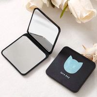 Black Small Folding Mini Portable Frosted Double-sided Cosmetic Mirror sku image 7