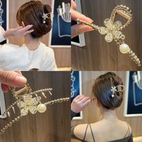 Women's Elegant Fashion Flower Metal Pearl Braid Flowers Artificial Gemstones Artificial Pearls Hair Clip main image 1
