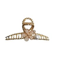 Women's Elegant Fashion Flower Metal Pearl Braid Flowers Artificial Gemstones Artificial Pearls Hair Clip main image 4