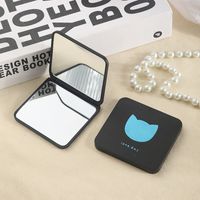 Black Small Folding Mini Portable Frosted Double-sided Cosmetic Mirror main image 2
