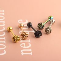 Retro Flower Stainless Steel Plating Tongue Nail 1 Piece main image 4