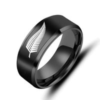Simple Style Feather Titanium Steel Plating Rings 1 Piece main image 4