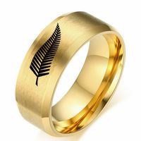 Simple Style Feather Titanium Steel Plating Rings 1 Piece main image 3