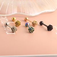 Retro Flower Stainless Steel Plating Tongue Nail 1 Piece main image 3
