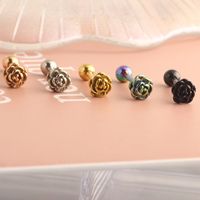 Retro Flower Stainless Steel Plating Tongue Nail 1 Piece main image 2
