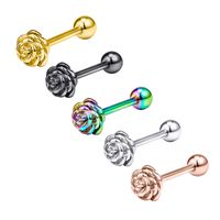 Retro Flower Stainless Steel Plating Tongue Nail 1 Piece sku image 3