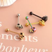 Simple Style Skull Stainless Steel Plating Tongue Nail 1 Piece main image 5