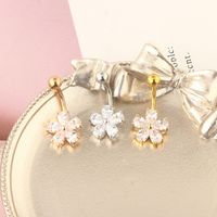 Ethnic Style Flower Stainless Steel Inlay Zircon Belly Ring 1 Piece main image 5