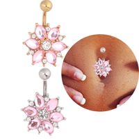 Fashion Flower Stainless Steel Rhinestones Belly Ring 1 Piece main image 1