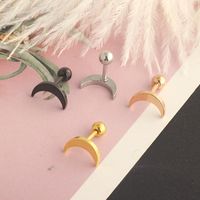 Simple Style Moon Stainless Steel Metal Ear Studs 1 Piece main image 5