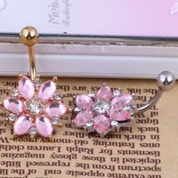 Fashion Flower Stainless Steel Rhinestones Belly Ring 1 Piece main image 2
