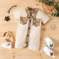 Cute Solid Color Patchwork Cotton Polyester Baby Rompers sku image 2