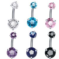 Fashion Geometric Stainless Steel Inlaid Zircon Belly Ring main image 2