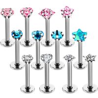 Fashion Geometric Stainless Steel Inlaid Zircon Lip Stud 1 Piece main image 1