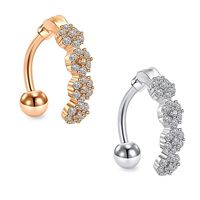 Ethnic Style Flower Stainless Steel Plating Zircon Belly Ring 1 Piece sku image 2