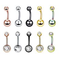 Fashion Geometric Stainless Steel Inlay Zircon Belly Ring main image 1