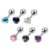 Fashion Heart Shape Stainless Steel Inlay Zircon Ear Studs 1 Piece main image 1