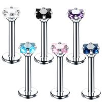 Fashion Square Stainless Steel Inlay Zircon Lip Stud 1 Piece sku image 9