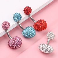 Fashion Heart Shape Stainless Steel Plating Zircon Belly Ring 1 Piece main image 5