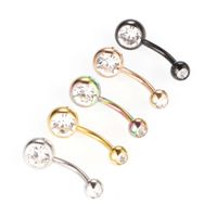 Fashion Geometric Stainless Steel Inlay Zircon Belly Ring main image 3