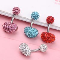 Fashion Heart Shape Stainless Steel Plating Zircon Belly Ring 1 Piece main image 4