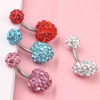 Fashion Heart Shape Stainless Steel Plating Zircon Belly Ring 1 Piece main image 3