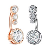 Simple Style Geometric Stainless Steel Plating Zircon Belly Ring 1 Piece sku image 3