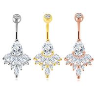 Simple Style Leaf Stainless Steel Plating Zircon Belly Ring 1 Piece sku image 1