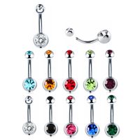 Fashion Geometric Stainless Steel Inlay Zircon Belly Ring main image 3