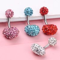 Fashion Heart Shape Stainless Steel Plating Zircon Belly Ring 1 Piece main image 2